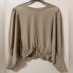 Women's Taupe Waffle Knit Long Sleeve Top size M